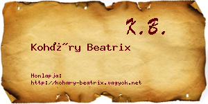 Koháry Beatrix névjegykártya
