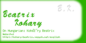 beatrix kohary business card